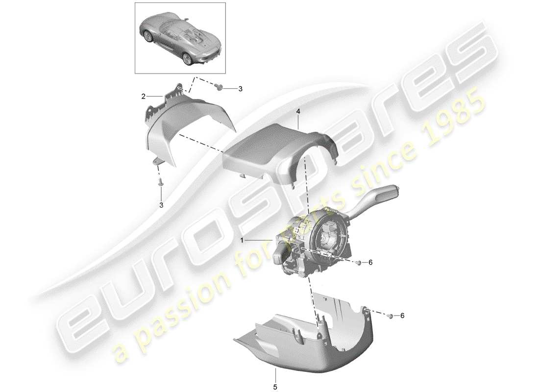 porsche 918 spyder (2015) steering column switch part diagram