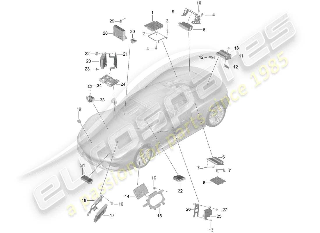 porsche 918 spyder (2015) control units part diagram