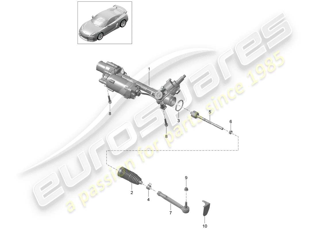 porsche cayman gt4 (2016) steering gear part diagram