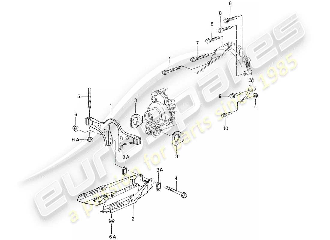 porsche 996 (2004) manual gearbox - gearbox mounting - engine part diagram