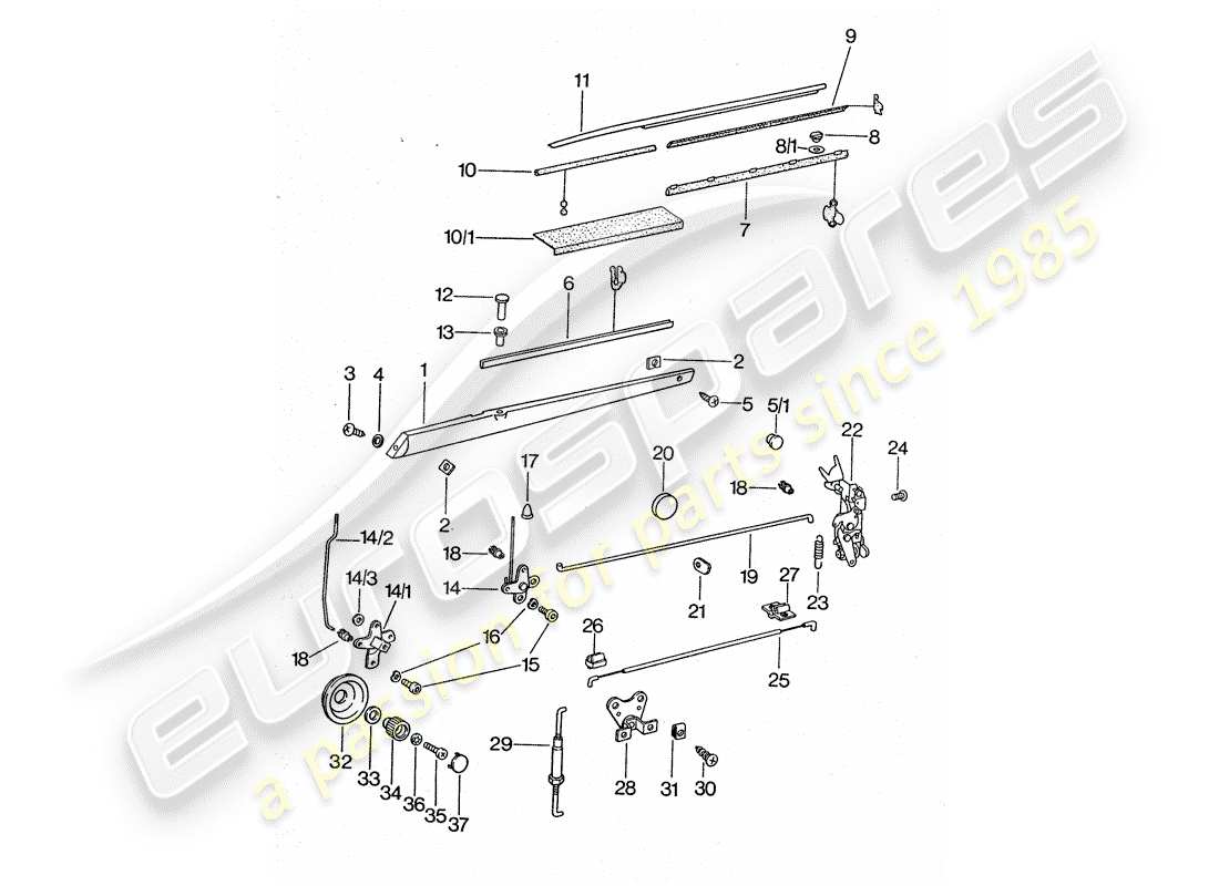 porsche 911 turbo (1977) installation parts - for - door part diagram