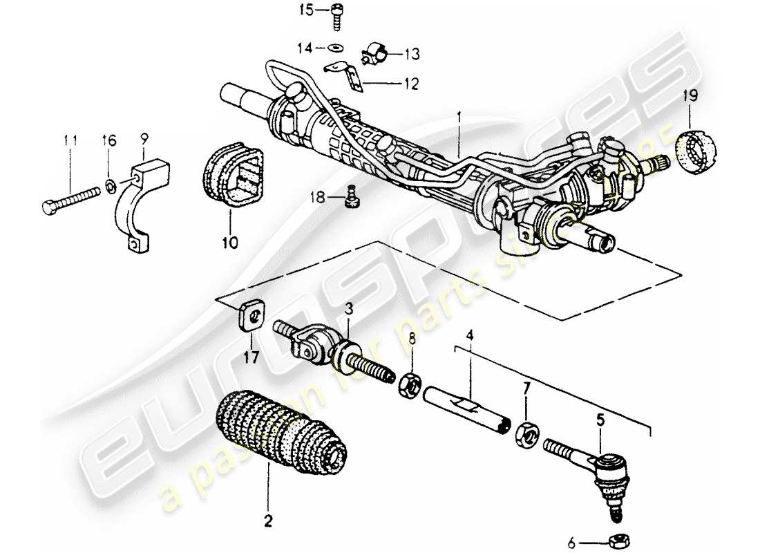 porsche 964 (1990) steering gear - steering parts part diagram