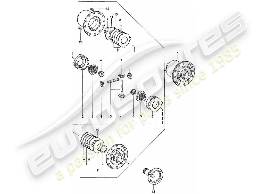 porsche 924 (1979) limited slip differential - 5-speed part diagram