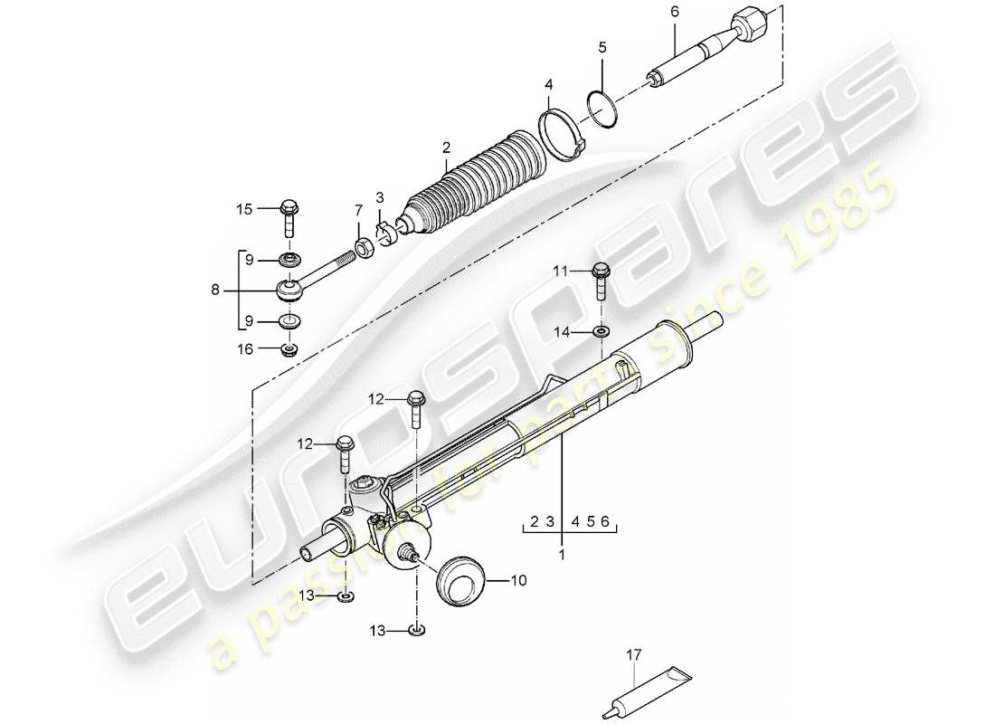 porsche carrera gt (2004) power steering - steering gear part diagram