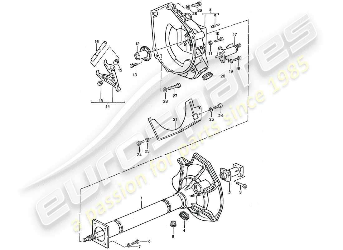 porsche 944 (1991) central tube - for - manual gearbox part diagram