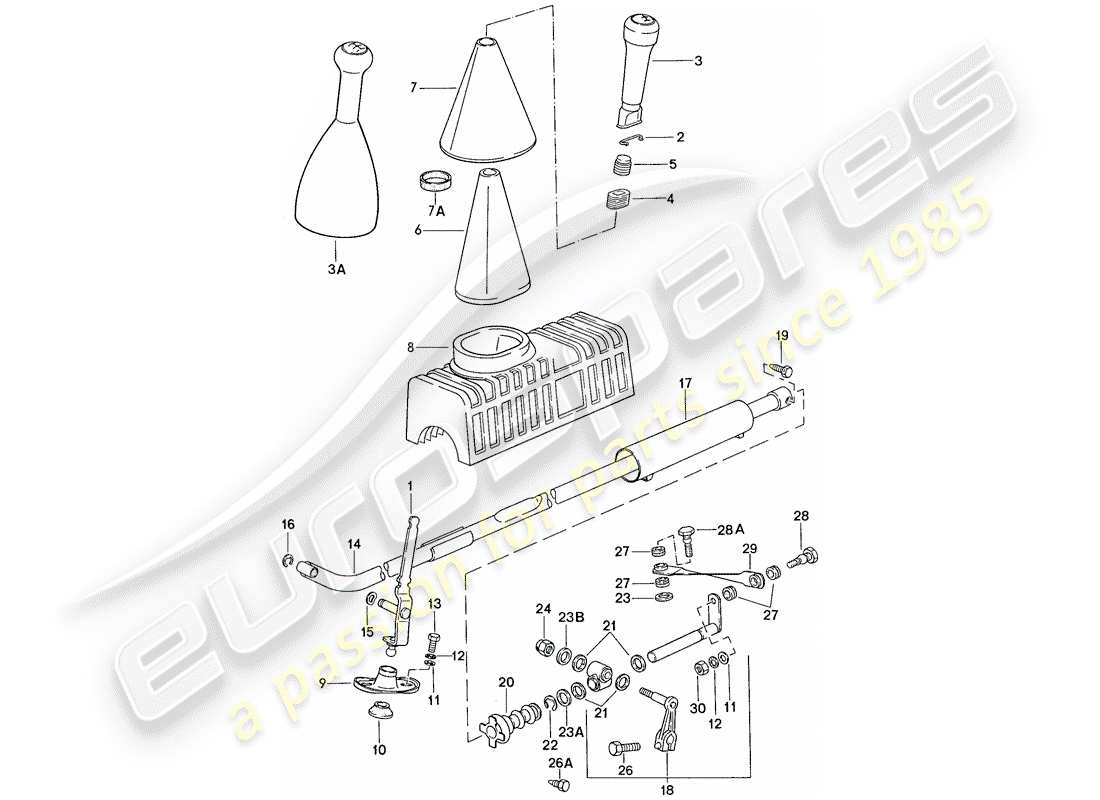 porsche 944 (1991) actuator - for - manual gearbox part diagram