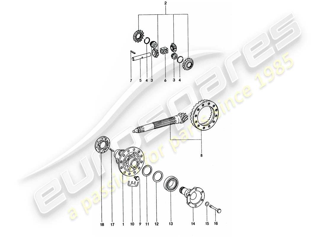 porsche 911 turbo (1977) differential part diagram