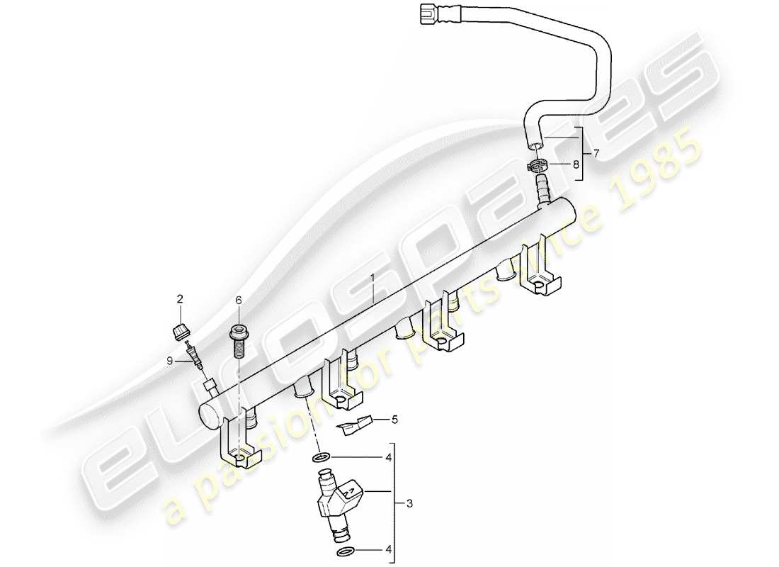 porsche cayenne (2005) fuel collection pipe part diagram