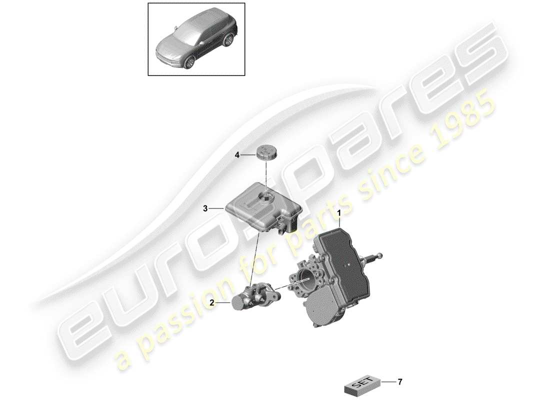 porsche cayenne e3 (2020) tandem brake master cylinder part diagram