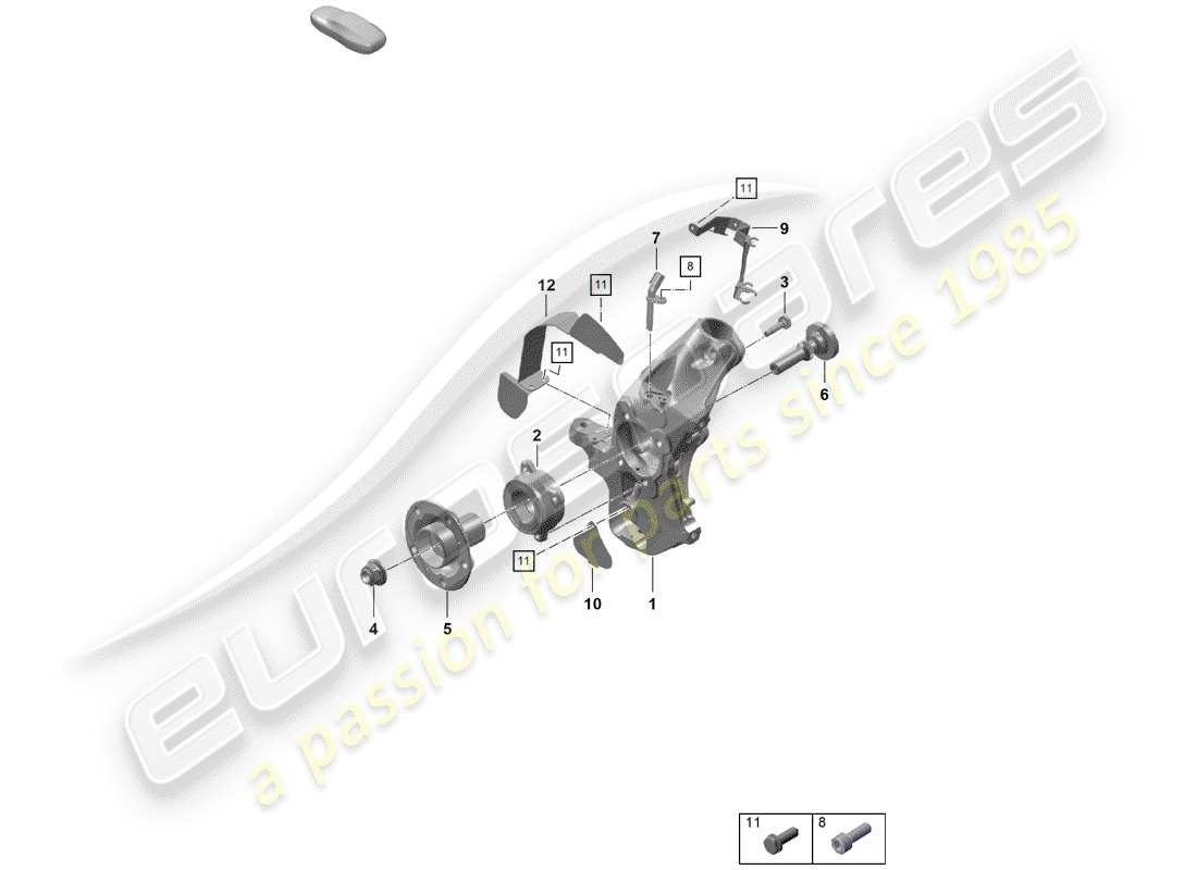 porsche boxster spyder (2019) wheel carrier part diagram