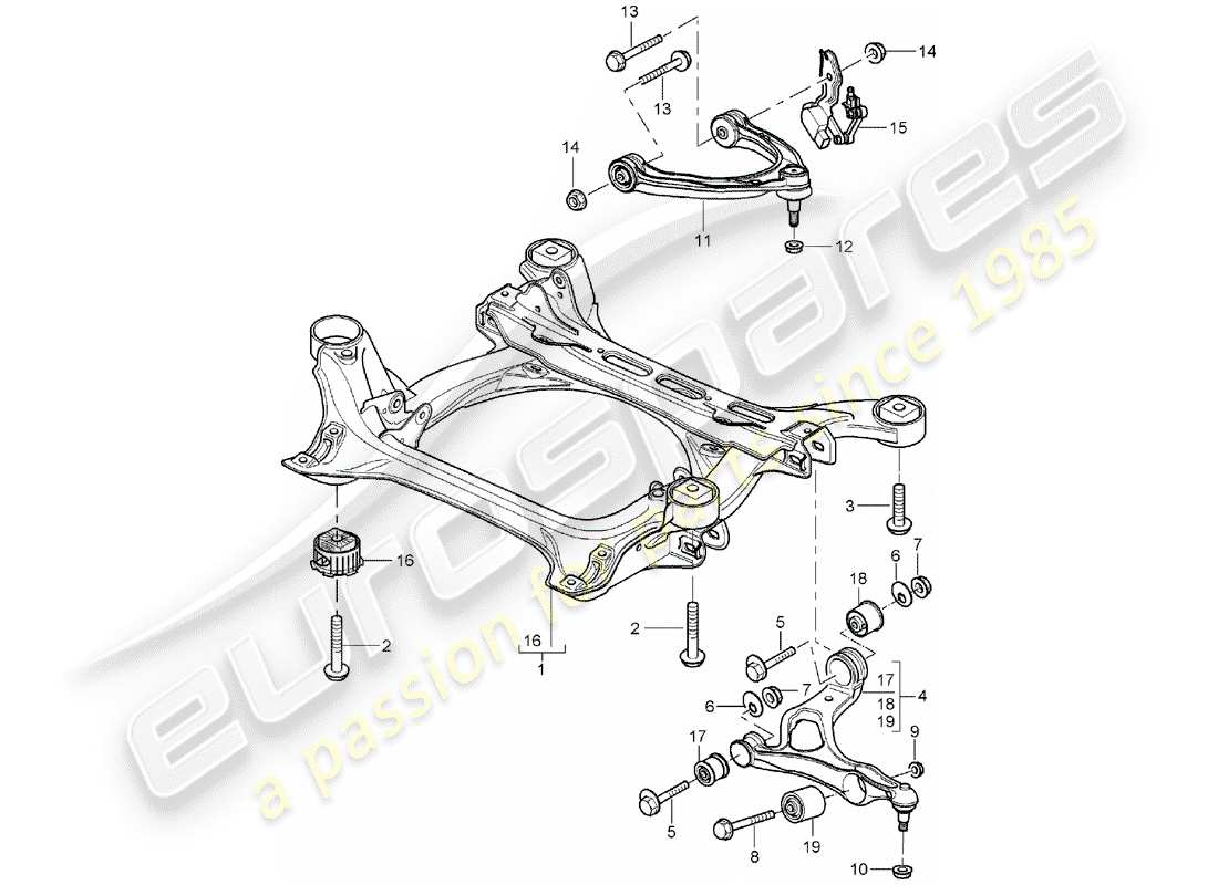 porsche cayenne (2006) sub-frame part diagram