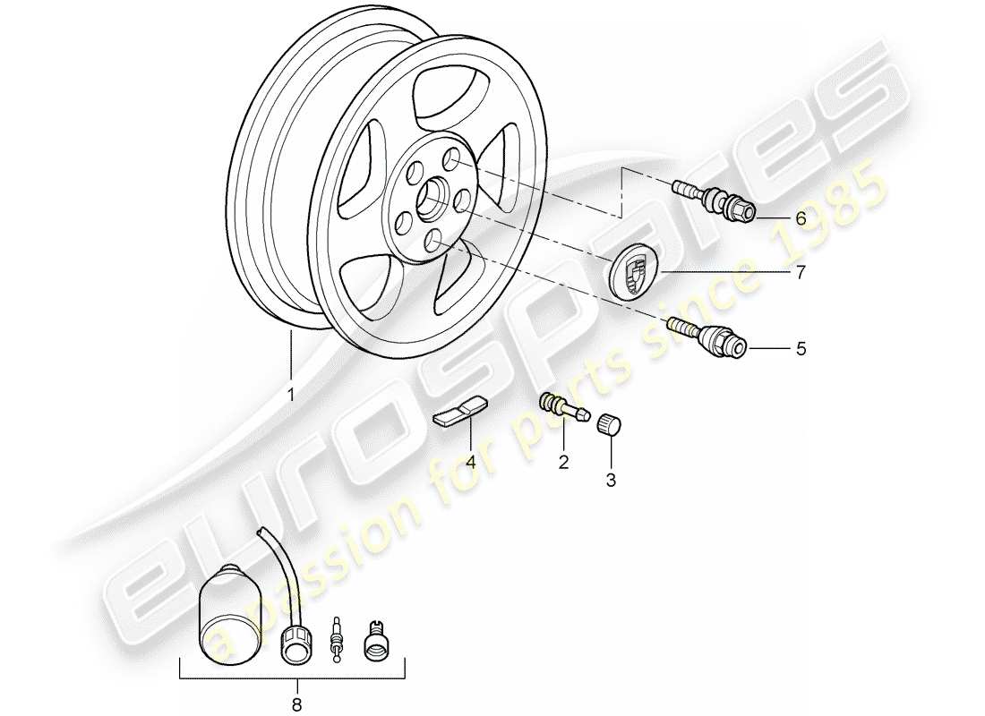 porsche 997 t/gt2 (2009) wheels part diagram