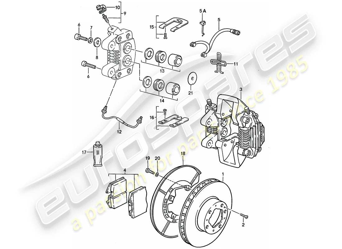 porsche 944 (1990) disc brakes - rear axle part diagram