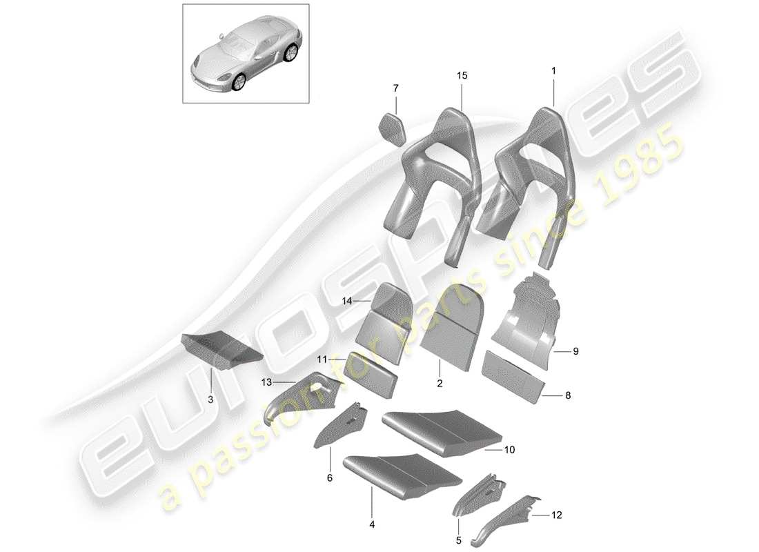 porsche 718 cayman (2017) foam part part diagram