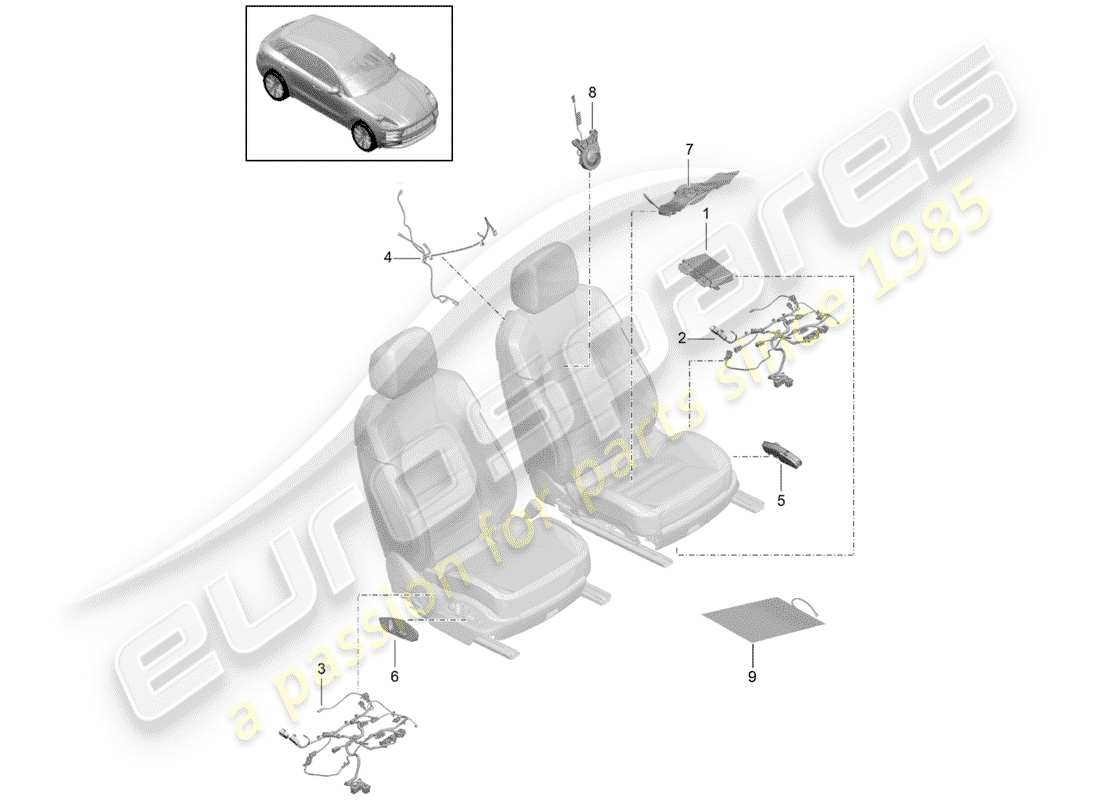 porsche macan (2019) electrics part diagram