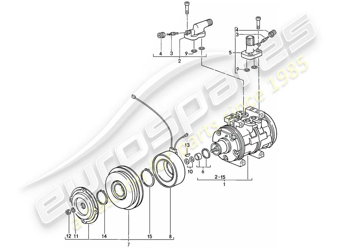 porsche 911 (1989) compressor part diagram