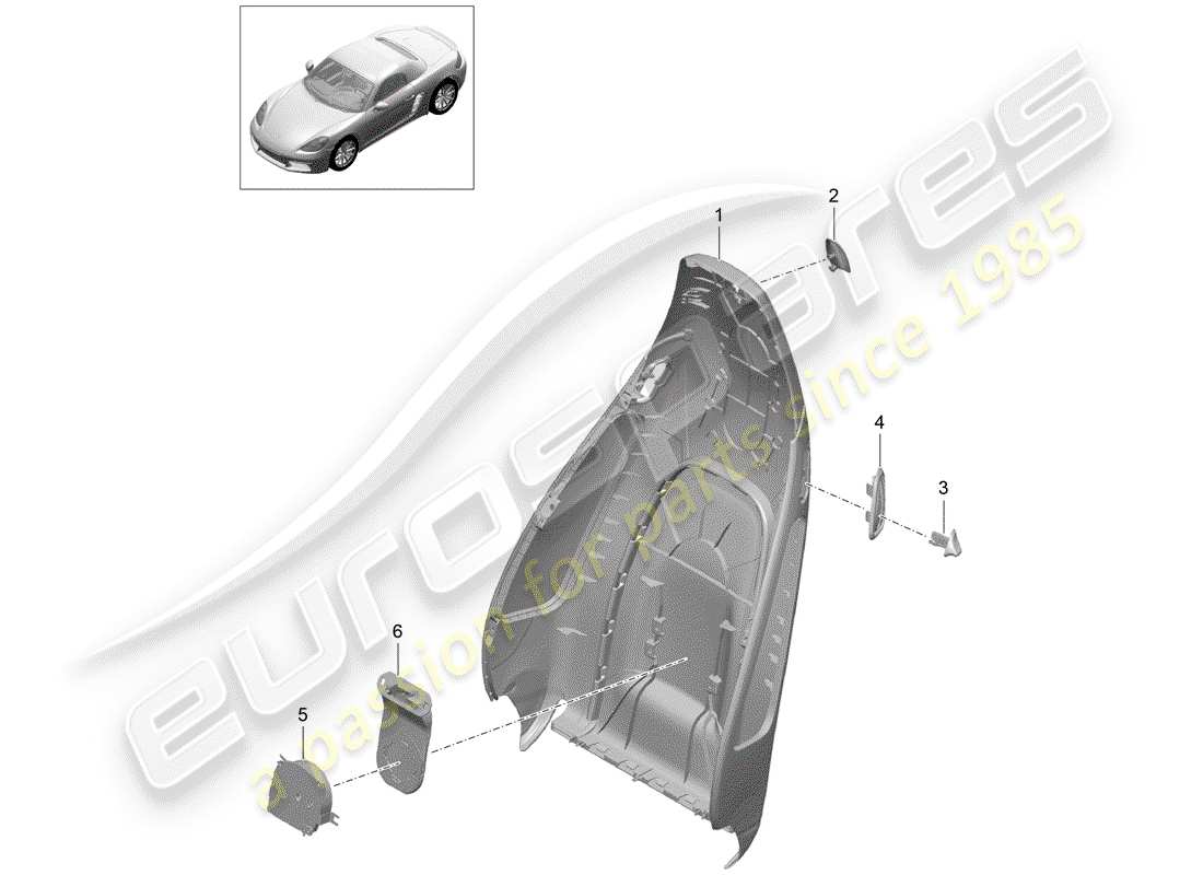 porsche 718 boxster (2018) backrest shell part diagram