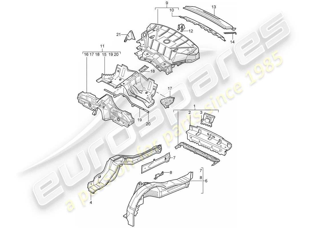 porsche 996 gt3 (2003) rear end part diagram