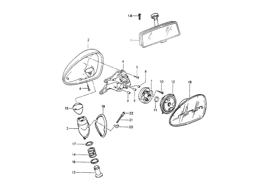 porsche 964 (1994) rear view mirror inner - rear view mirror - rear view mirror part diagram