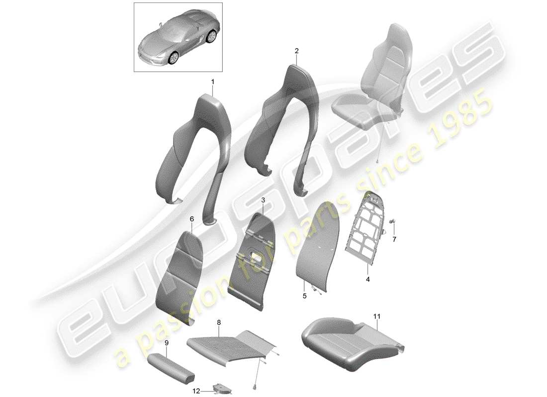 porsche boxster spyder (2016) foam part part diagram