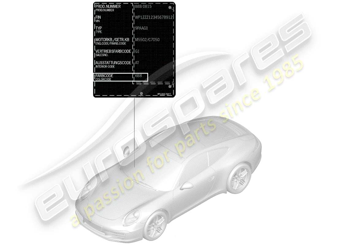 porsche 991 (2014) paint touch-up stick part diagram