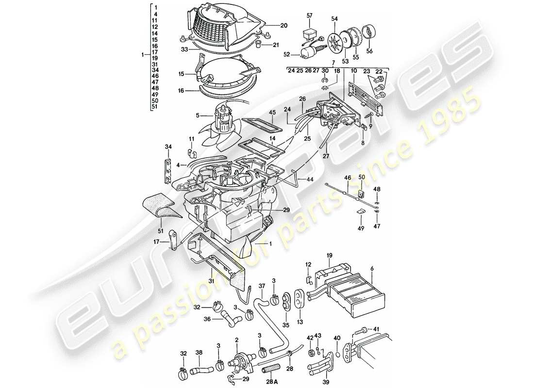 porsche 924 (1978) heater - d - mj 1979>> - mj 1979 part diagram