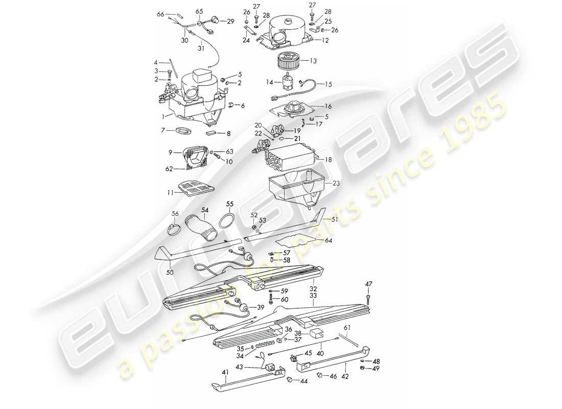 porsche 911/912 (1969) evaporator housing - air conditioner - d - mj 1969>> part diagram