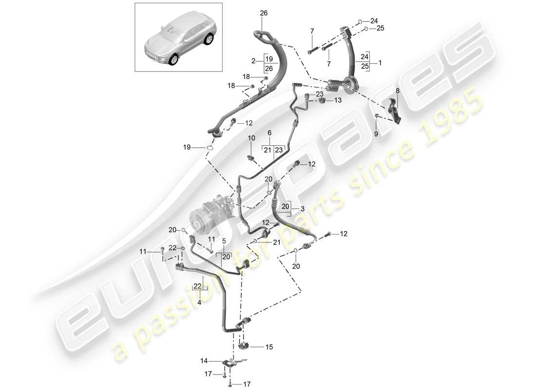 porsche macan (2016) refrigerant circuit part diagram