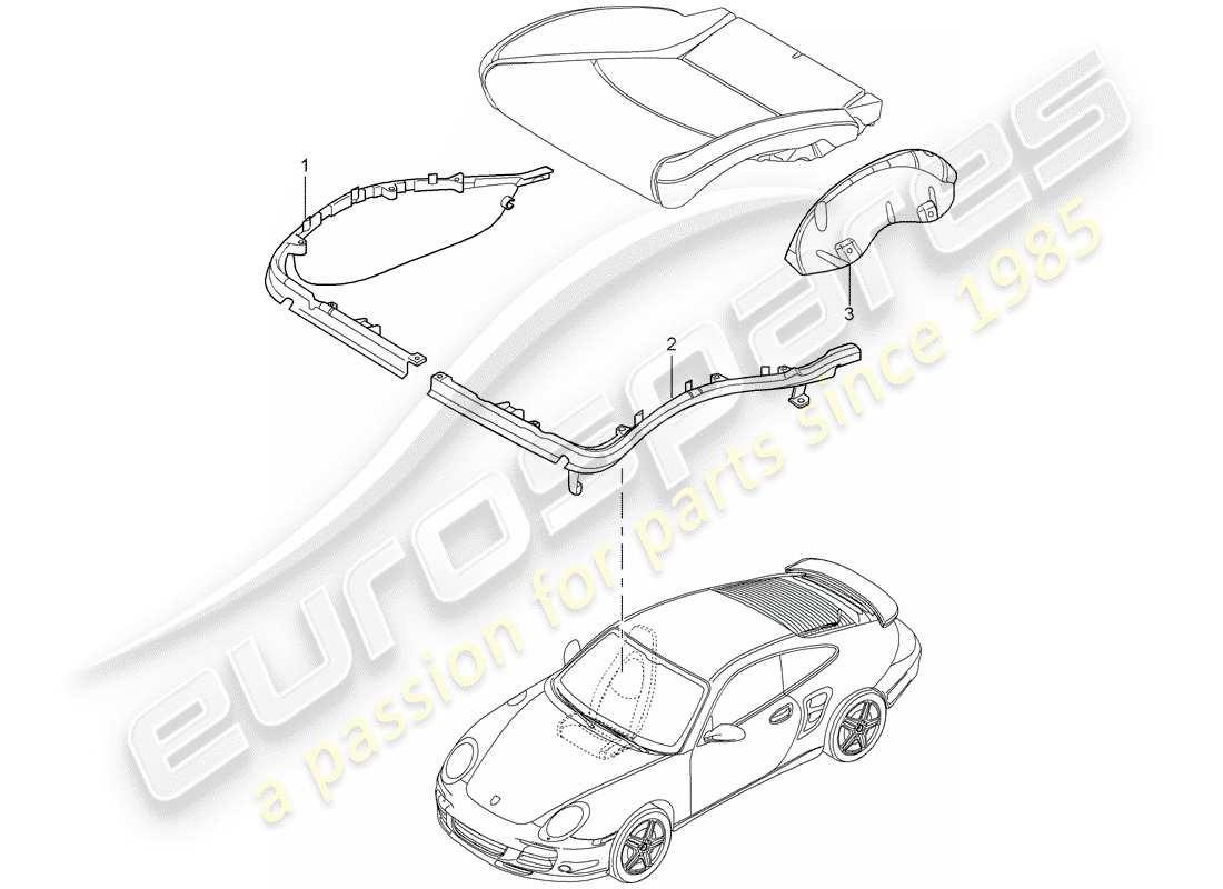 porsche 997 t/gt2 (2009) cushion carrier part diagram