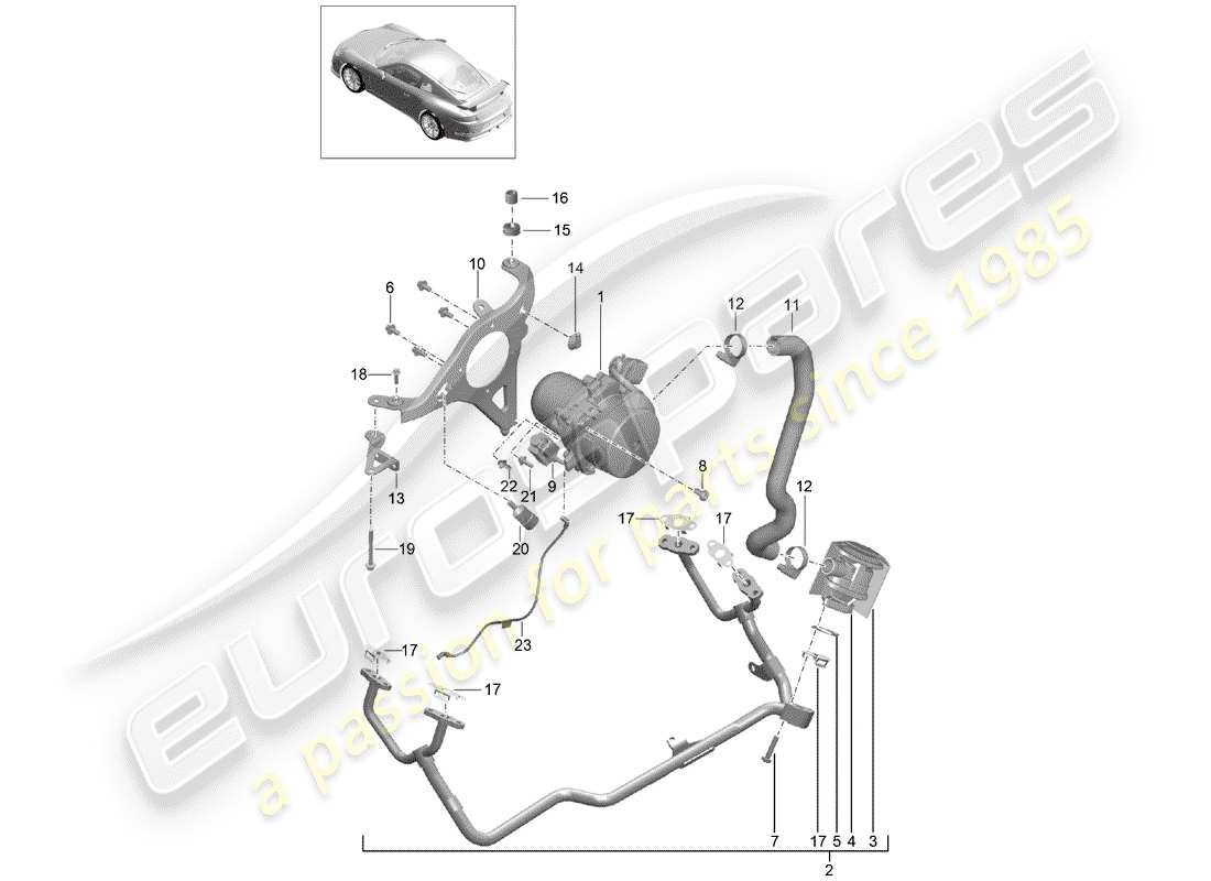 porsche 991r/gt3/rs (2020) secondary air pump part diagram