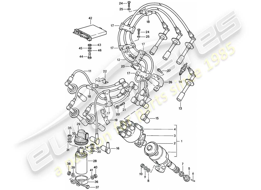 porsche 911 (1986) engine electrics 2 part diagram