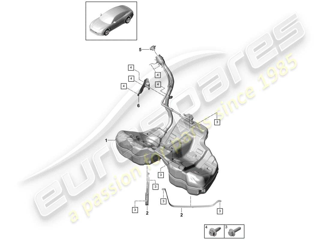 porsche panamera 971 (2019) fuel tank with part diagram