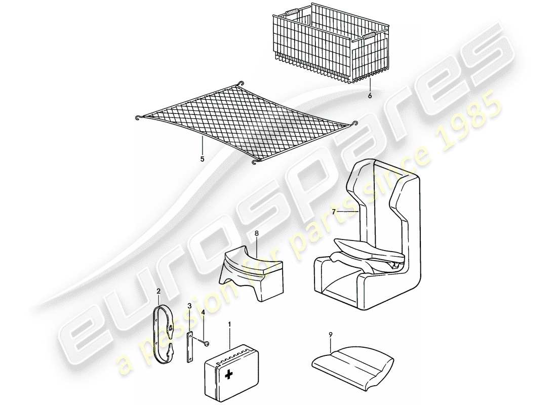 porsche 944 (1983) accessories part diagram