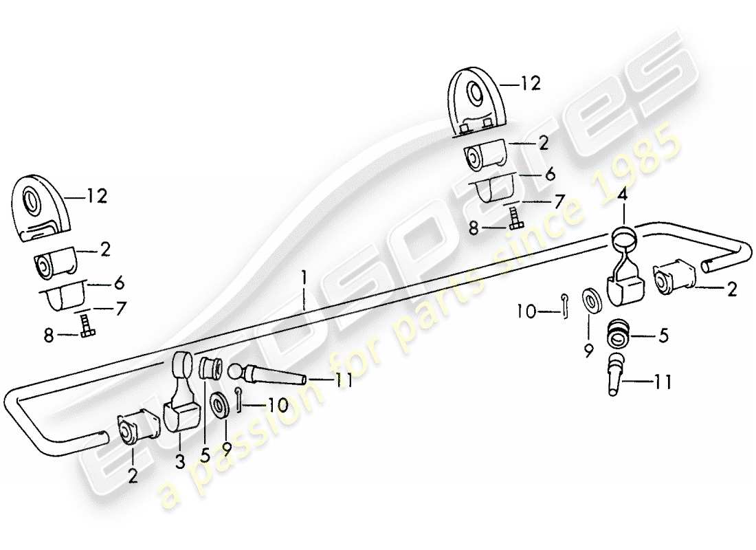 porsche 911/912 (1969) stabilizer - rear axle part diagram