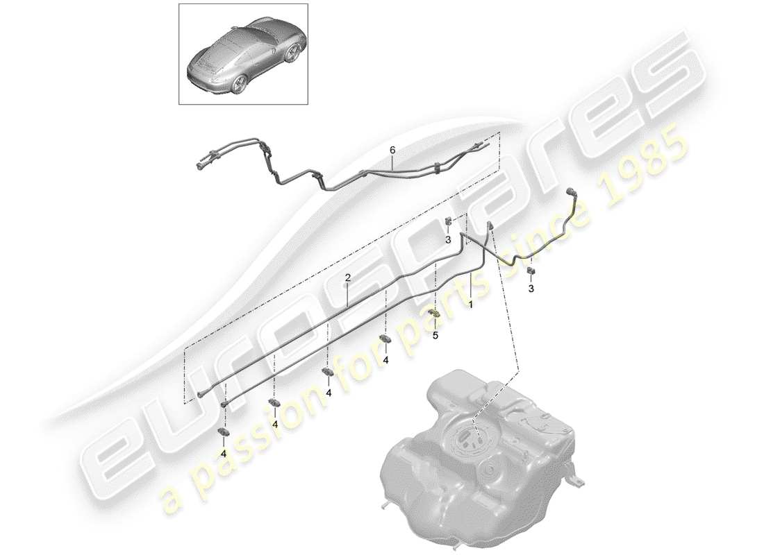 porsche 991 (2015) fuel system part diagram