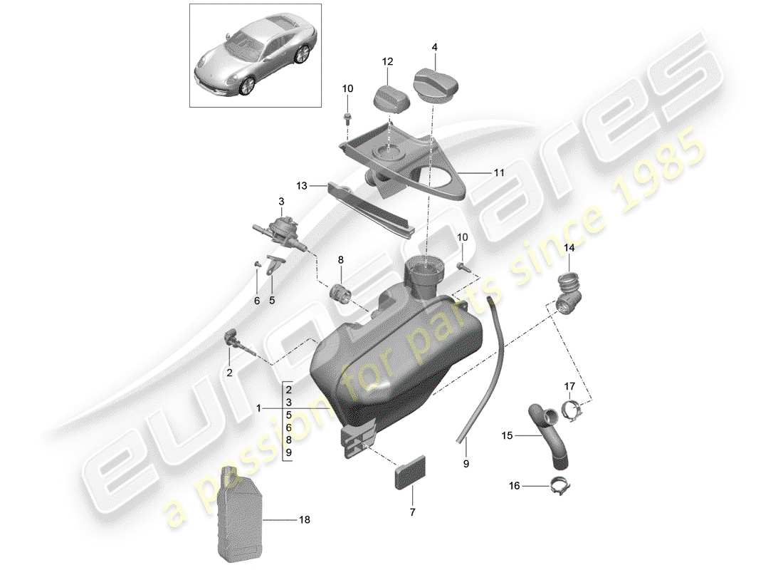 porsche 991 (2015) water cooling 4 part diagram