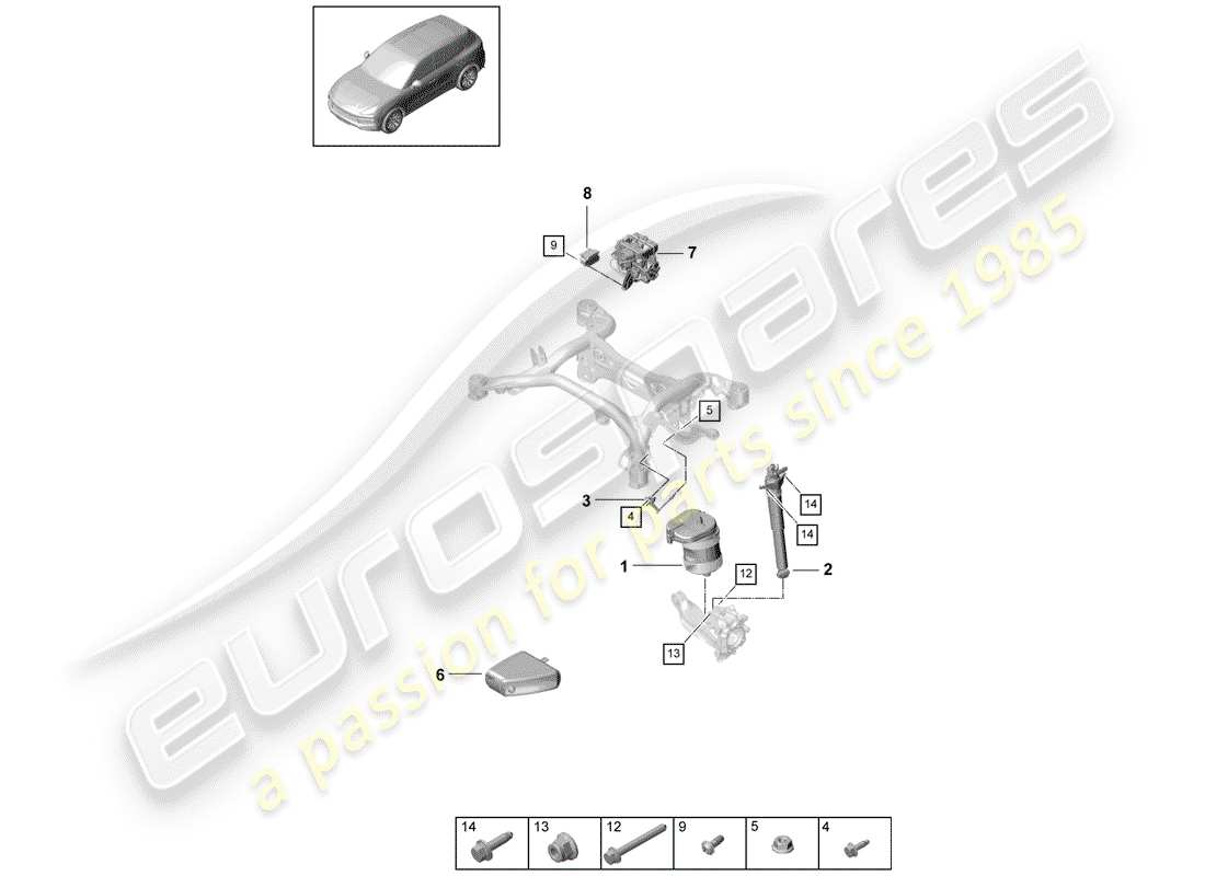 porsche cayenne e3 (2020) air spring part diagram