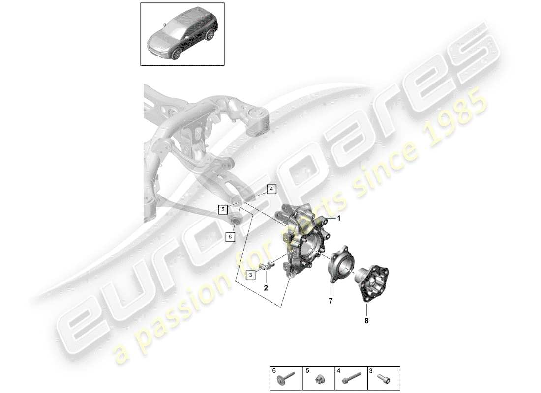 porsche cayenne e3 (2020) wheel carrier part diagram