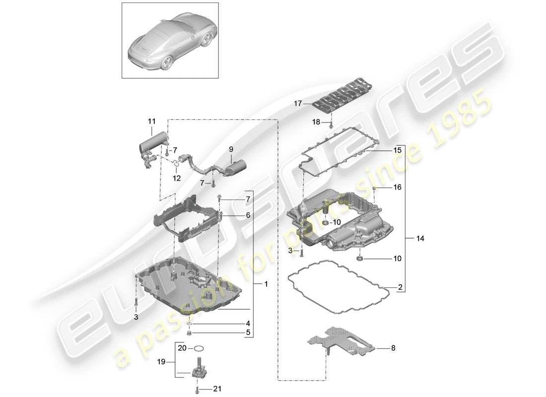 porsche 991 (2015) oil pan part diagram