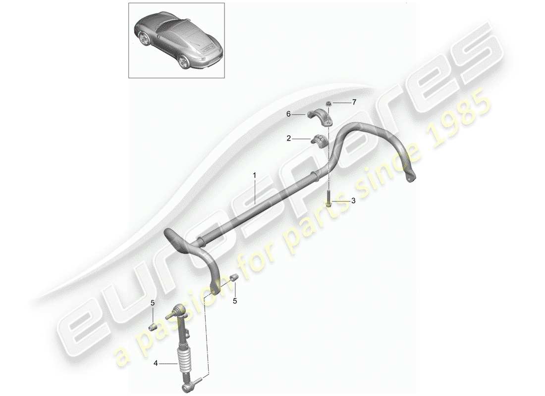 porsche 991 (2015) stabilizer part diagram