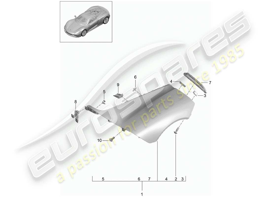 porsche 918 spyder (2015) fender part diagram