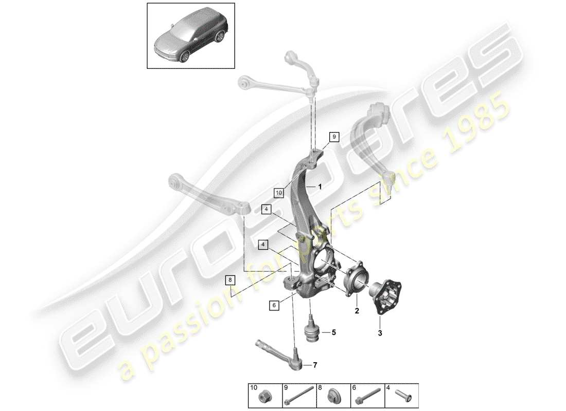 porsche cayenne e3 (2020) wheel carrier part diagram