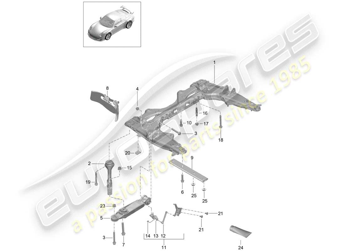 porsche 991r/gt3/rs (2017) cross member part diagram