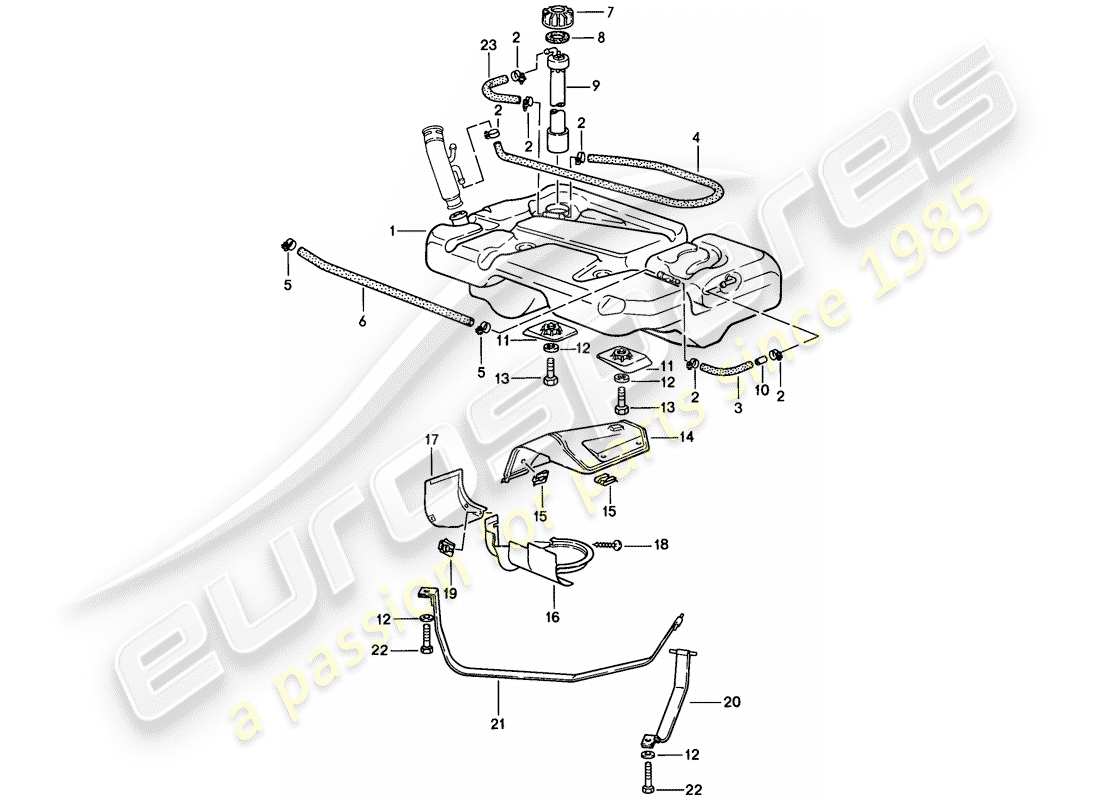 porsche 944 (1988) fuel tank part diagram