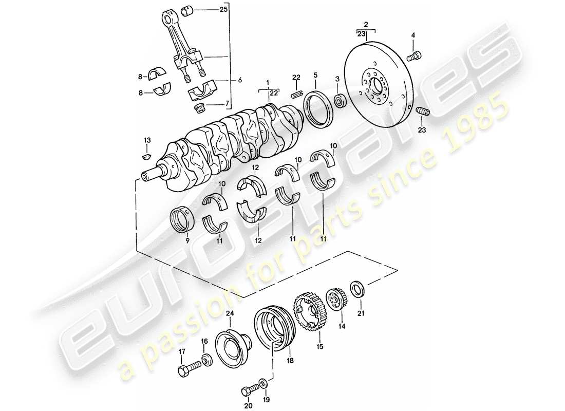 porsche 944 (1988) crankshaft - connecting rod part diagram