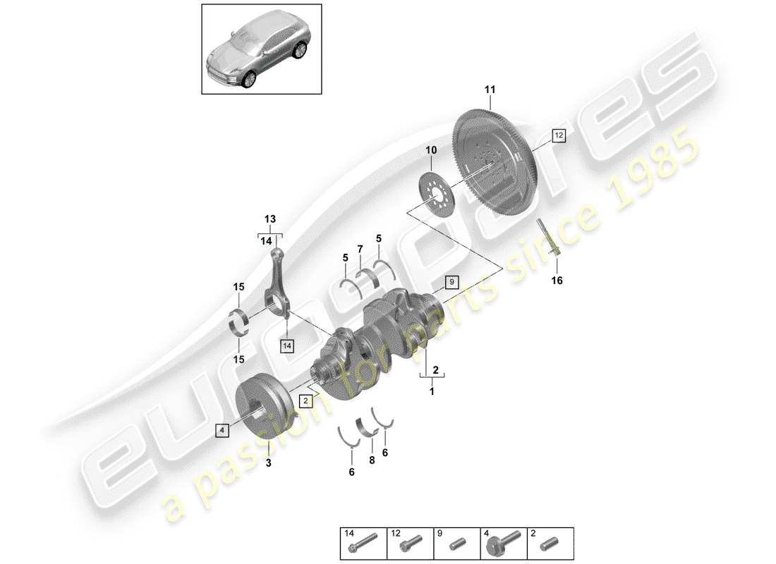 porsche macan (2020) crankshaft part diagram