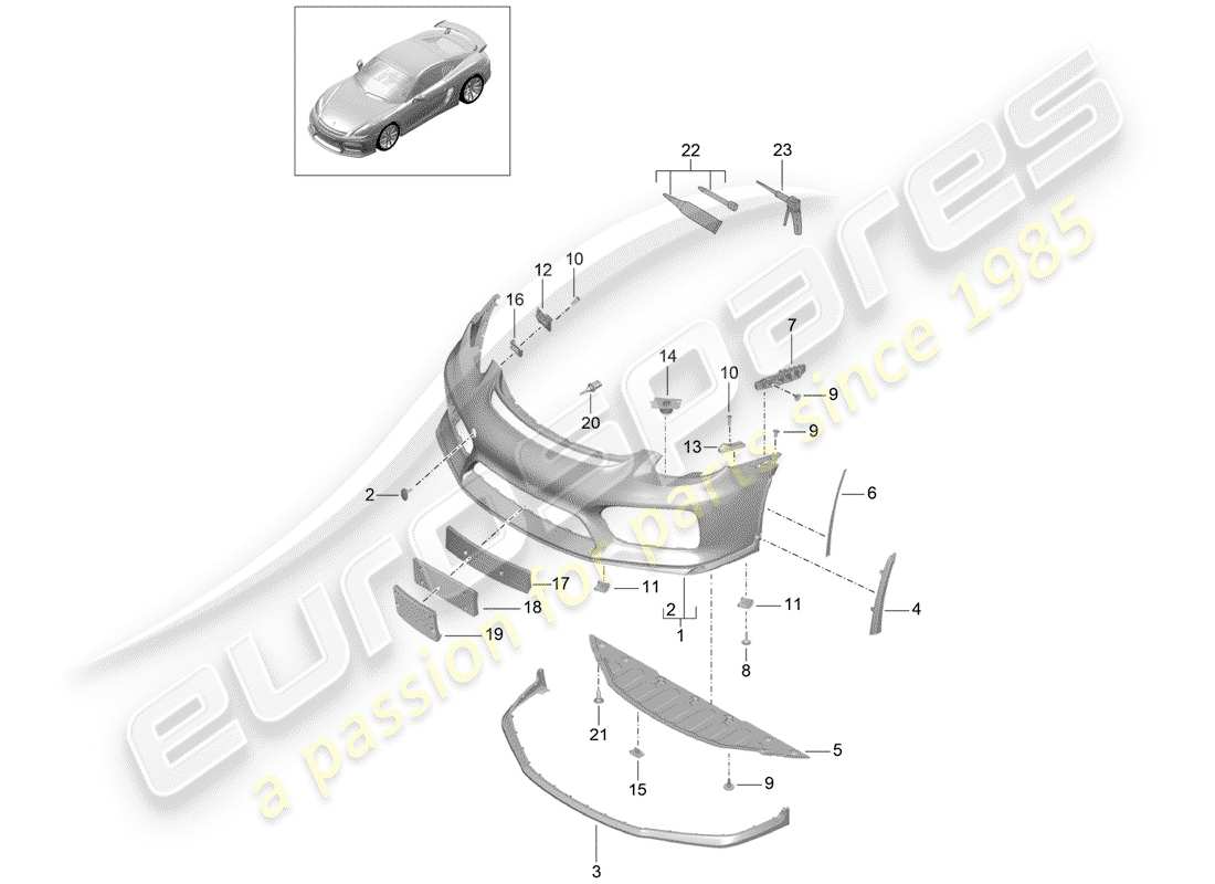 porsche cayman gt4 (2016) bumper part diagram