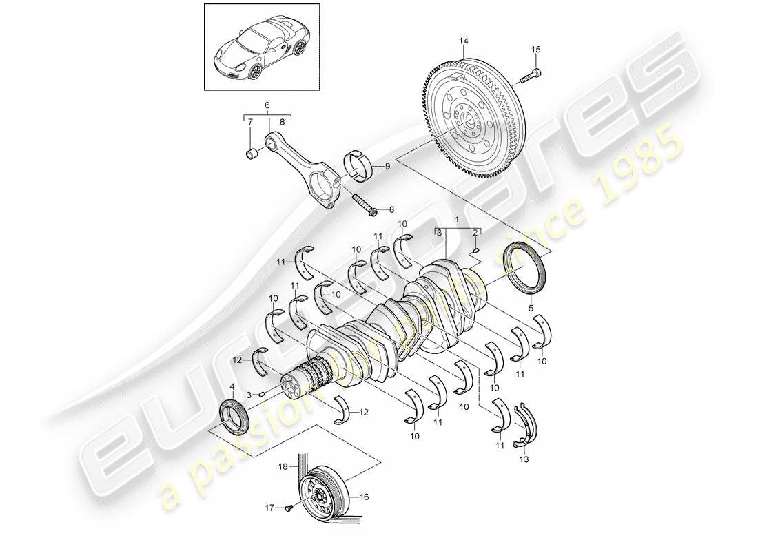 porsche boxster 987 (2009) crankshaft part diagram