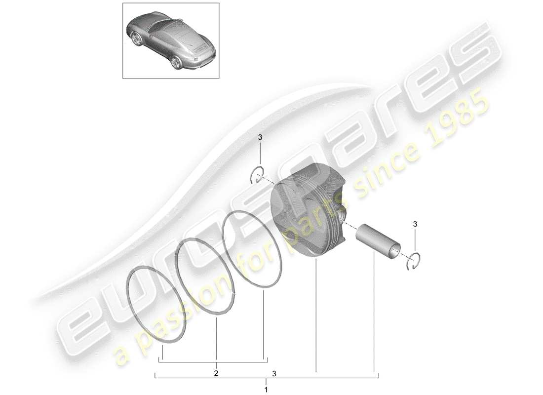 porsche 991 (2012) piston parts diagram