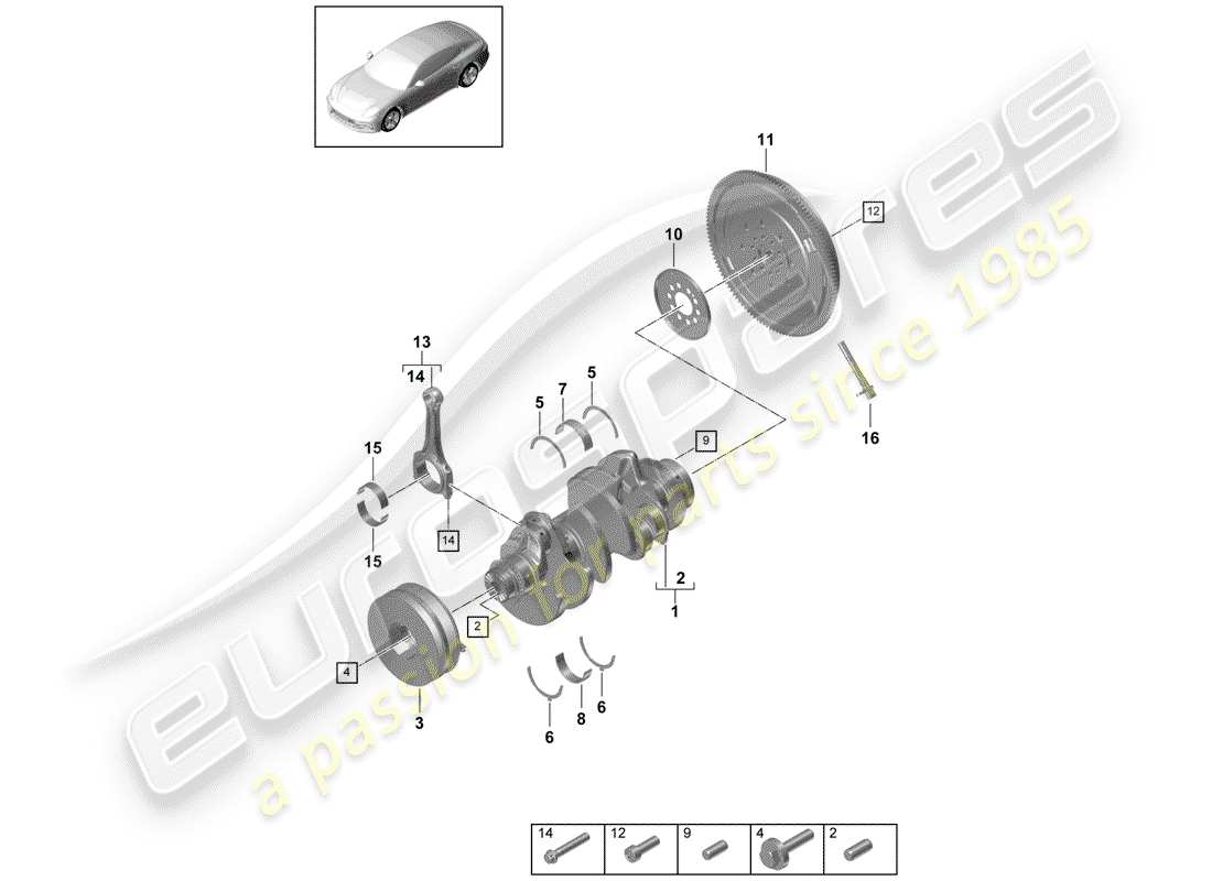 porsche panamera 971 (2020) crankshaft part diagram